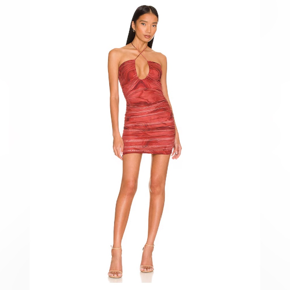 Chelsey Ruched Red Mini Dress